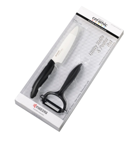 829xyjf5usSuYbuLKuWogJZYvPI5OIVFkouJXiOG Kyocera FK-110WHCP10NBK Utility Knife & Peeler Rinkinys, peilis (11 cm ašmenys) ir skustukas, Juoda - Image 1