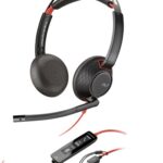 Poly Blackwire 5220 Stereo Laidinės ausinės, USB-C, 3.5mm, USB-C/A Adapter, Juoda