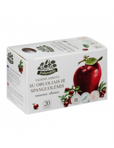 arbata_su_obuoliais_ir_spanguolemis_zolynelis_20vnt Žolynėlis vaisinė arbata Vasaros Skonis su obuoliais ir spanguolėmis, 50g (2,5g x20) - Image 1