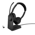 Jabra Evolve2 55 MS Stereo Link380a Belaidės ausinės Bluetooth USB-A, Charging Stand, Juoda