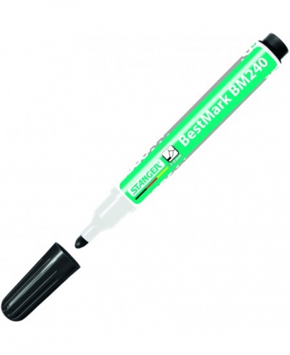 zymeklis_baltai_lentai_stanger_bm240_juodas Žymeklis baltai lentai Stanger BM240, 1-3 mm, apvali galvutė, juodas 1 vnt. - Image 1